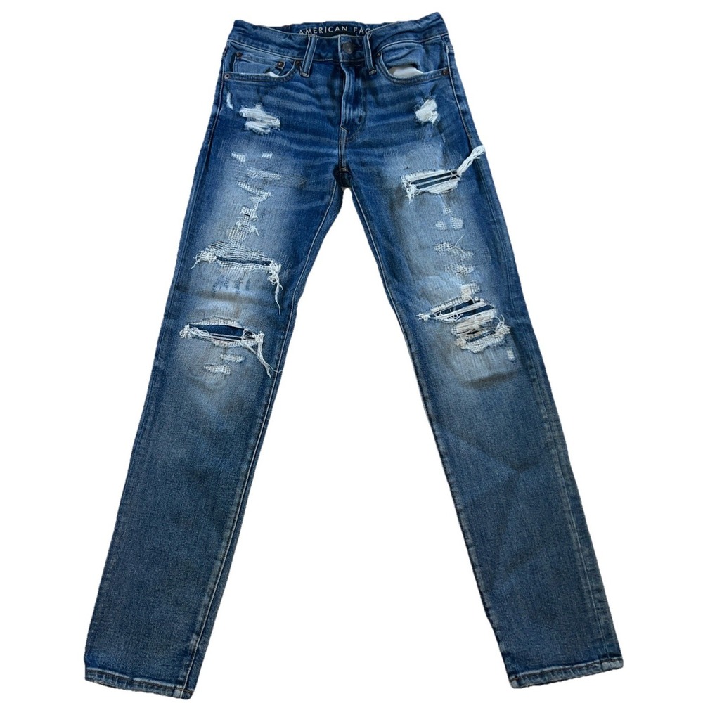 American Eagle Airflex 360 Slim Men's Jeans 28x30 Blue Patched Distressed